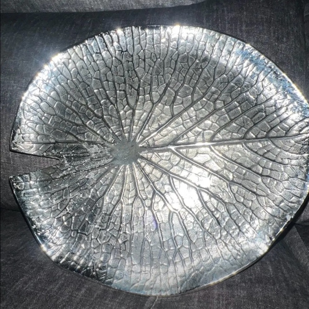 Silver lotus leaf platter
